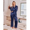 image:imageEkouaer Satin Pajamas for Women Set 2 Piece Silk Pjs Long Sleeve Lounge SetNavy Blue