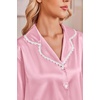 image:imageEkouaer Satin Pajamas for Women Set 2 Piece Silk Pjs Long Sleeve Lounge SetPink