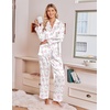 image:imageEkouaer Satin Pajamas for Women Set 2 Piece Silk Pjs Long Sleeve Lounge SetPink Floral Bows