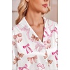 image:imageEkouaer Satin Pajamas for Women Set 2 Piece Silk Pjs Long Sleeve Lounge SetPink Sweetheart Bows