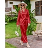 image:imageEkouaer Satin Pajamas for Women Set 2 Piece Silk Pjs Long Sleeve Lounge SetRed