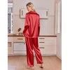 image:imageEkouaer Satin Pajamas for Women Set 2 Piece Silk Pjs Long Sleeve Lounge SetRed