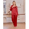 image:imageEkouaer Satin Pajamas for Women Set 2 Piece Silk Pjs Long Sleeve Lounge SetRed