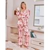 image:imageEkouaer Satin Pajamas for Women Set 2 Piece Silk Pjs Long Sleeve Lounge SetRed Bow Streamers