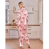 image:imageEkouaer Satin Pajamas for Women Set 2 Piece Silk Pjs Long Sleeve Lounge SetRed Bow Streamers