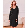 image:imageEkouaer Womens 3 Pack Cotton Nightgowns Long Sleeve Sleep Shirts SleepwearBlack grey cup