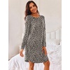 image:imageEkouaer Womens 3 Pack Cotton Nightgowns Long Sleeve Sleep Shirts SleepwearBlack grey leopard