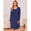 image:imageEkouaer Womens 3 Pack Cotton Nightgowns Long Sleeve Sleep Shirts SleepwearBlack grey navy Blue