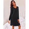 image:imageEkouaer Womens 3 Pack Cotton Nightgowns Long Sleeve Sleep Shirts SleepwearBlack grey navy Blue