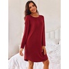image:imageEkouaer Womens 3 Pack Cotton Nightgowns Long Sleeve Sleep Shirts SleepwearBlack grey wine Red