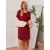image:imageEkouaer Womens 3 Pack Cotton Nightgowns Long Sleeve Sleep Shirts SleepwearBlack grey wine Red