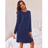 image:imageEkouaer Womens 3 Pack Cotton Nightgowns Long Sleeve Sleep Shirts SleepwearBlack navy Blue purple