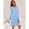 image:imageEkouaer Womens 3 Pack Cotton Nightgowns Long Sleeve Sleep Shirts SleepwearDog cat rose Red Cup