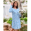 image:imageEkouaer Womens 3 Pack Cotton Nightgowns Long Sleeve Sleep Shirts SleepwearDog cat rose Red Cup