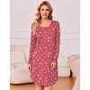 image:imageEkouaer Womens 3 Pack Cotton Nightgowns Long Sleeve Sleep Shirts SleepwearDog cat rose Red Cup