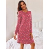image:imageEkouaer Womens 3 Pack Cotton Nightgowns Long Sleeve Sleep Shirts SleepwearMoon cup rose Red Cup