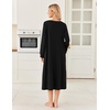 image:imageEkouaer Womens Cotton Nightgown Long Sleeve Sleepshirt Long Sleep DressBlack