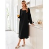 image:imageEkouaer Womens Cotton Nightgown Long Sleeve Sleepshirt Long Sleep DressBlack
