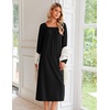 image:imageEkouaer Womens Cotton Nightgown Long Sleeve Sleepshirt Long Sleep DressBlack