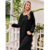 image:imageEkouaer Womens Cotton Nightgown Long Sleeve Sleepshirt Long Sleep DressBlack