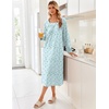 image:imageEkouaer Womens Cotton Nightgown Long Sleeve Sleepshirt Long Sleep DressBlue Floral
