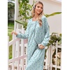 image:imageEkouaer Womens Cotton Nightgown Long Sleeve Sleepshirt Long Sleep DressBlue Floral