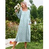 image:imageEkouaer Womens Cotton Nightgown Long Sleeve Sleepshirt Long Sleep DressBlue Floral
