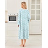 image:imageEkouaer Womens Cotton Nightgown Long Sleeve Sleepshirt Long Sleep DressBlue Floral