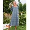 image:imageEkouaer Womens Cotton Nightgown Long Sleeve Sleepshirt Long Sleep DressBlue With White Flowers