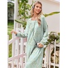 image:imageEkouaer Womens Cotton Nightgown Long Sleeve Sleepshirt Long Sleep DressGreen Floral