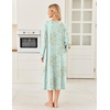 image:imageEkouaer Womens Cotton Nightgown Long Sleeve Sleepshirt Long Sleep DressGreen Floral