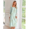 image:imageEkouaer Womens Cotton Nightgown Long Sleeve Sleepshirt Long Sleep DressGreen Floral