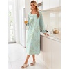 image:imageEkouaer Womens Cotton Nightgown Long Sleeve Sleepshirt Long Sleep DressGreen Floral