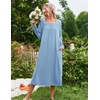 image:imageEkouaer Womens Cotton Nightgown Long Sleeve Sleepshirt Long Sleep DressLight Blue