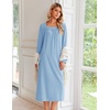 image:imageEkouaer Womens Cotton Nightgown Long Sleeve Sleepshirt Long Sleep DressLight Blue