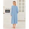image:imageEkouaer Womens Cotton Nightgown Long Sleeve Sleepshirt Long Sleep DressLight Blue