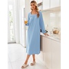 image:imageEkouaer Womens Cotton Nightgown Long Sleeve Sleepshirt Long Sleep DressLight Blue