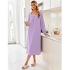 image:imageEkouaer Womens Cotton Nightgown Long Sleeve Sleepshirt Long Sleep DressLight Purple