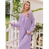 image:imageEkouaer Womens Cotton Nightgown Long Sleeve Sleepshirt Long Sleep DressLight Purple