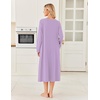 image:imageEkouaer Womens Cotton Nightgown Long Sleeve Sleepshirt Long Sleep DressLight Purple