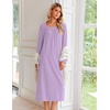 image:imageEkouaer Womens Cotton Nightgown Long Sleeve Sleepshirt Long Sleep DressLight Purple