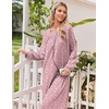 image:imageEkouaer Womens Cotton Nightgown Long Sleeve Sleepshirt Long Sleep DressPink Floral