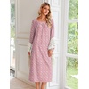 image:imageEkouaer Womens Cotton Nightgown Long Sleeve Sleepshirt Long Sleep DressPink Floral