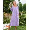 image:imageEkouaer Womens Cotton Nightgown Long Sleeve Sleepshirt Long Sleep DressPurple Floral