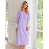 image:imageEkouaer Womens Cotton Nightgown Long Sleeve Sleepshirt Long Sleep DressPurple Floral