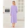 image:imageEkouaer Womens Cotton Nightgown Long Sleeve Sleepshirt Long Sleep DressPurple Floral