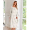 image:imageEkouaer Womens Cotton Nightgown Long Sleeve Sleepshirt Long Sleep DressWhite Floral