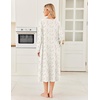 image:imageEkouaer Womens Cotton Nightgown Long Sleeve Sleepshirt Long Sleep DressWhite Floral