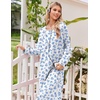 image:imageEkouaer Womens Cotton Nightgown Long Sleeve Sleepshirt Long Sleep DressWhite With Blue Flowers