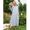 image:imageEkouaer Womens Cotton Nightgown Long Sleeve Sleepshirt Long Sleep DressWhite With Blue Flowers